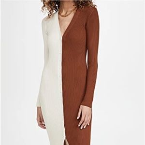 Staud Shoko Brown White Ling Sleeve cardigan dress size small